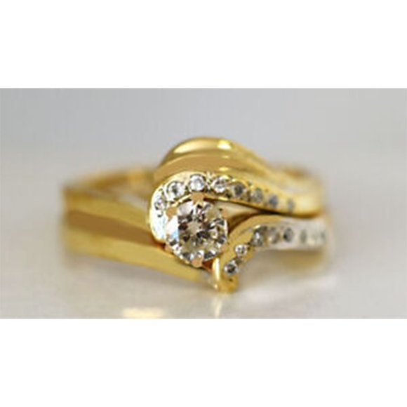 Genuine 0.78 Cts Diamond Engagement Set Ring 14k Gold